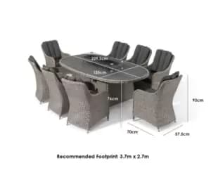 Image of Harbour Lifestyle Santiago 8 Seat Rattan Oval Firepit Dining Set - White Wash