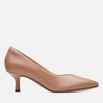Image of Clarks Womens Violet Leather Court Shoes - Praline - UK 7
