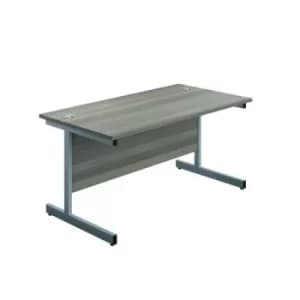 Image of Jemini Single Rectangular Desk 800x600x730mm Grey Oak/Silver KF800295