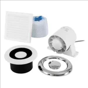 Image of Xpelair Airline Inline Extract Fan with Timer, Ducting and Grilles