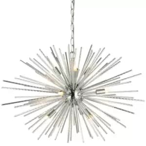 Image of Multi Light Ceiling Pendant 9 Bulb Chrome Feature Chandelier Vintage Metal Lamp