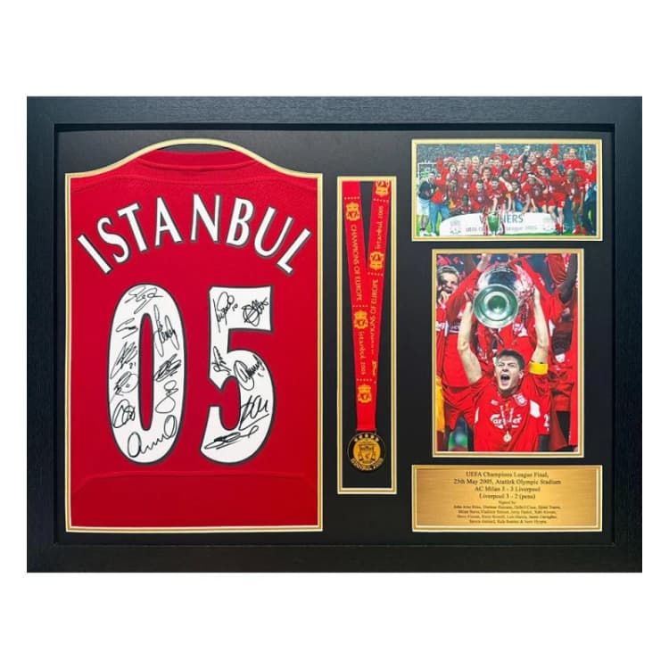 Image of AllStarSignings Ltd Framed Liverpool 2005 Champions League Final Retro Red unisex One Size