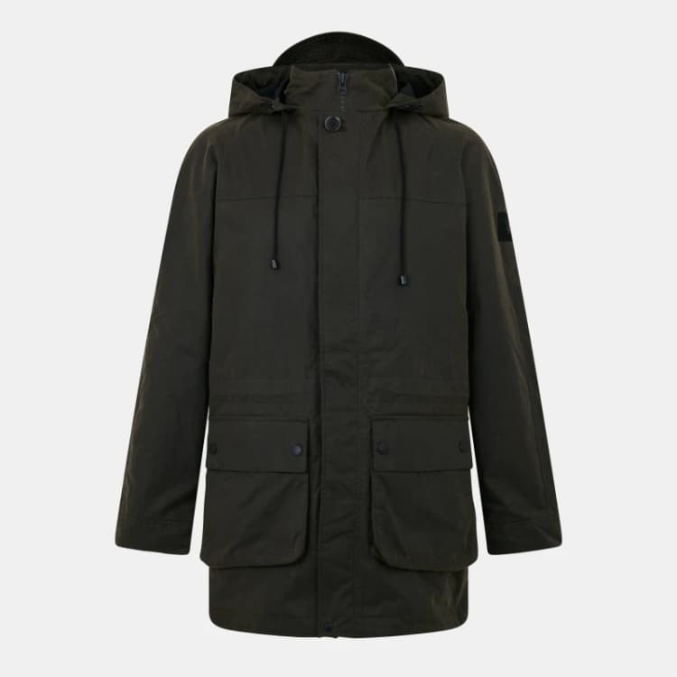 Image of Lyle and Scott Hooded Waxed Jacket - Green Green XS