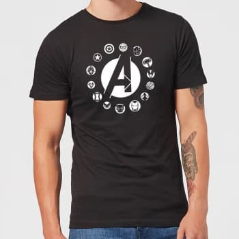 Image of Avengers Team Logo Mens T-Shirt - Black - 3XL - Black