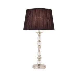 Image of 1 Light Medium Table Lamp Polished Nickel Plate with Black Shade, E27