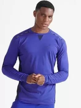 Image of Superdry Run L/s Top, Cobalt Blue, Size L, Men