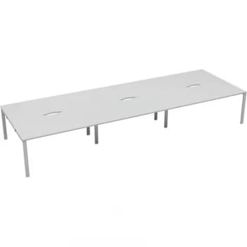 Image of 6 Person Double Bench Desk 1600X800MM Each - White/White