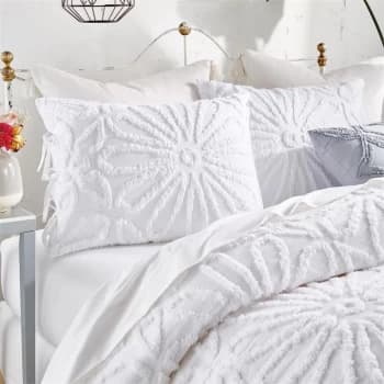 Image of Peri Home Chenille Medallion Pillow Case Std White - WHITE