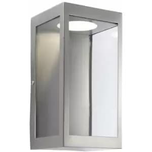 Image of Loops - IP44 Outdoor LED Wall Light Brushed Stainless Steel & Glass Lamp Modern Lantern