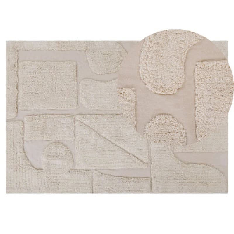 Image of Beliani Rug Diyadin Beige 140 X 200 Cm Cotton