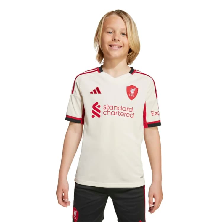 Image of Adidas Liverpool FC Kids Away Jersey 2025/26 Blanc Unisex 15/16 ans JV6453