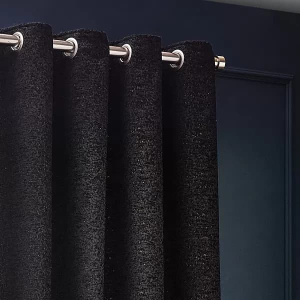 Image of Galaxy Room Darkening Eyelet Curtains Black / 168 x 137cm
