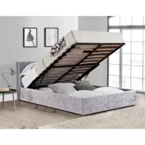 Image of Berlin Crushed Velvet Ottoman Bed Frame Silver