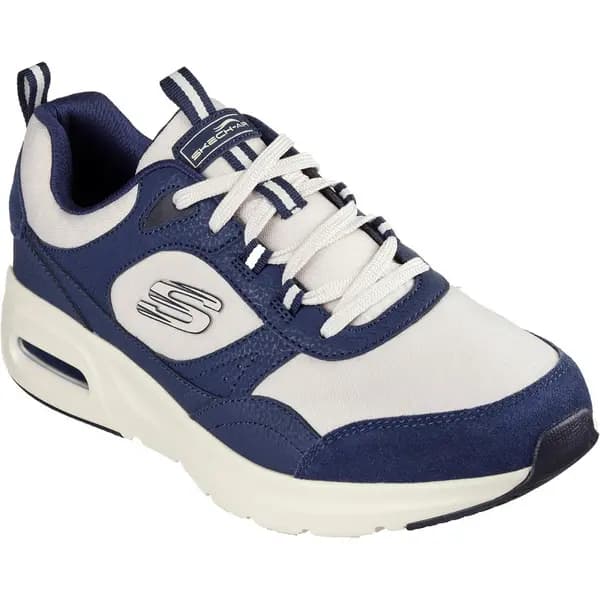 Image of Skechers Mens Skech-Air Court Retro Yatton Comfort Trainers UK Size 12 (EU 47.5) Navy/Natural SKE2273-NVNT-12