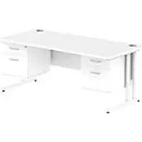 Image of Dynamic Rectangular Office Desk White MFC Cantilever Leg White Frame Impulse 2 x 2 Drawer Fixed Ped 1800 x 800 x 730mm