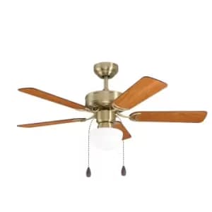 Image of Eglo Cadiz Aged Brass And Wooden Ceiling Fan