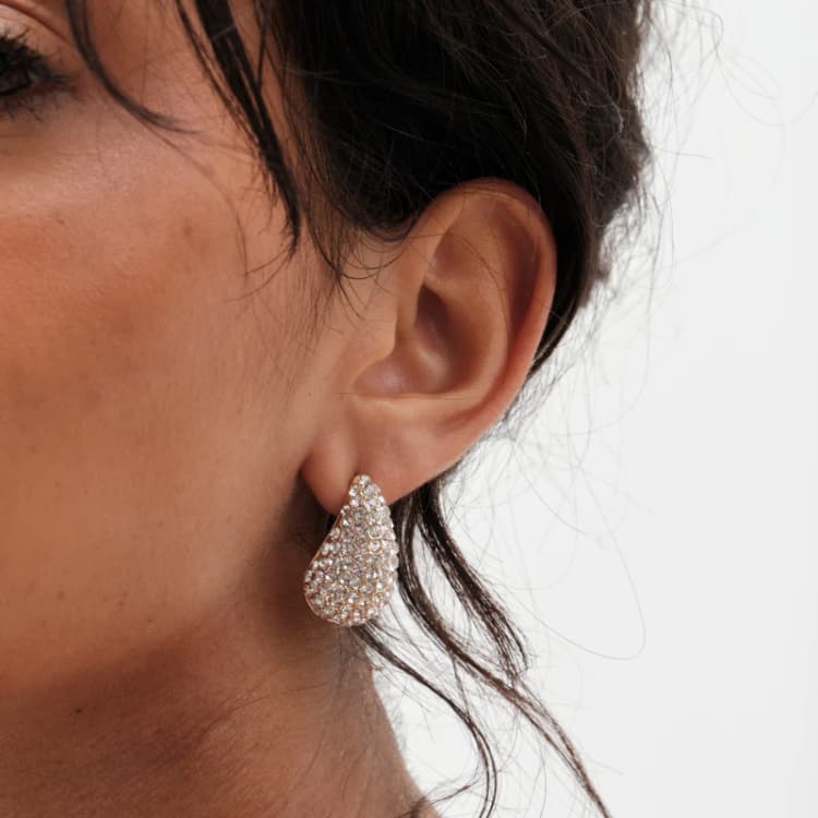 Image of Mood Silver Crystal Dome Hoop Earrings Jewellery Sets One Size Silver 72750111000