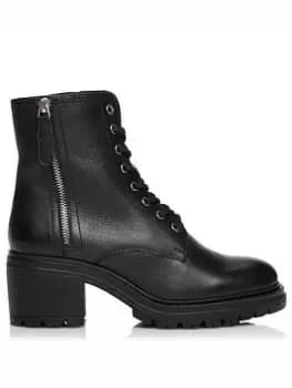Image of Dune London Paiton Chunky Leather Lace Up Ankle Boot - Black, Size 8, Women