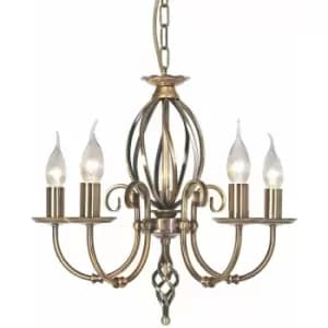 Image of Loops - 5 Bulb Chandelier LIght Artisan Knot Twist Detail Aged Brass LED E14 60W