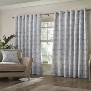 Image of Paoletti Horto Eyelet Curtains (90in x 72in) (Blue) - Blue