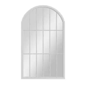 Image of Large Arched Window Mirror Distressed White 105 x 3 x 177cm - Lewis's Home TJ Hughes