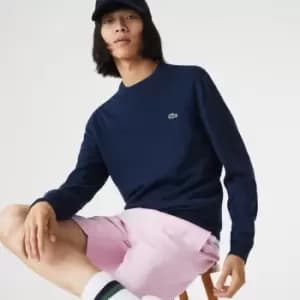 Image of Lacoste Mens Organic Cotton Crew Neck Sweater Size 9 - 4XL Blue Chine
