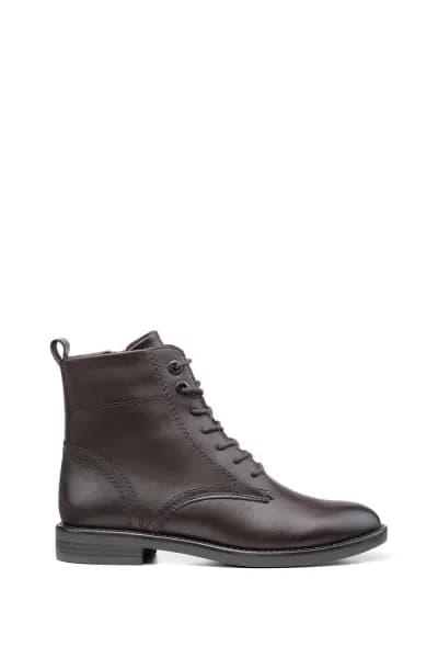 Image of Hotter Surrey Wide Fitting Lace Up Ankle Boots - Brown Size 5, Women