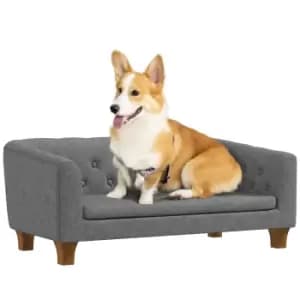 Image of PawHut Dog Sofa Bed, Elevated Dog Couch for Small and Medium Dogs, with Soft Cushion, Removable and Washable Cover, Anti-slip Pads, Grey