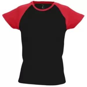 Image of SOLS Womens/Ladies Milky Contrast Short/Sleeve T-Shirt (XXL) (Black/Red)
