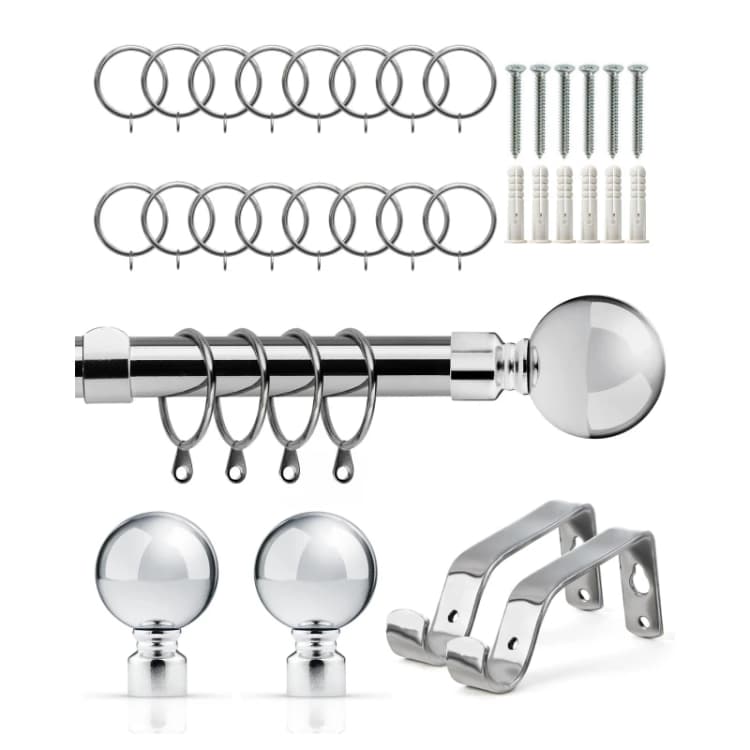 Image of Emma Barclay Ball - Extendable Curtain Pole with rings Curtain Poles 160-300cm Silver 41668911000