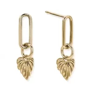 Image of Gold Leaf Heart Link Earrings GEL3241
