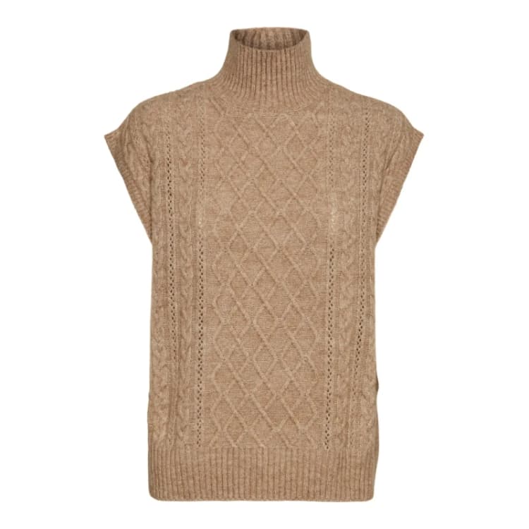 Image of Vero Moda Womens sleeveless sweater Vero Moda Vigga Beige Female XS