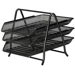 Image of Mesh Front Load 3-Tier Letter Tray Black