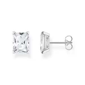 Image of THOMAS SABO Silver Large Octagon Cut Zirconia Stud Earrings