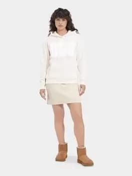 Image of UGG Rey Fuzzy Logo Hoodie - Off White, Size S, Women