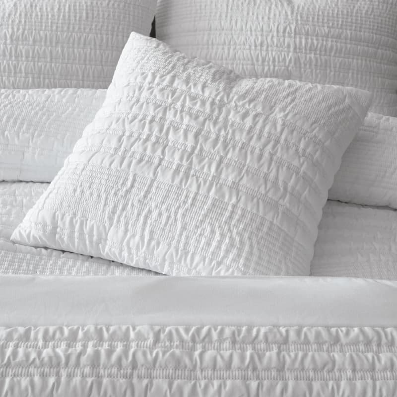 Image of Catherine Lansfield 'Lennon Stripe' Seersucker Cushion White unisex