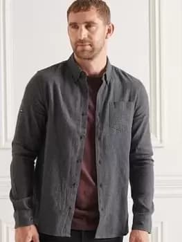 Image of Superdry Studios Brushed Flannel Shirt - Navy, Size S, Men