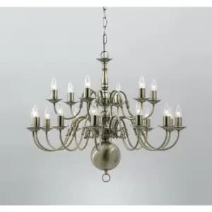 Image of Impex Flemish Antique Brass 18 Arm Chandelier