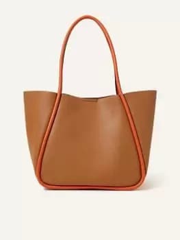 Image of Accessorize Contrast Piping Shoulder Bag, Brown, Women