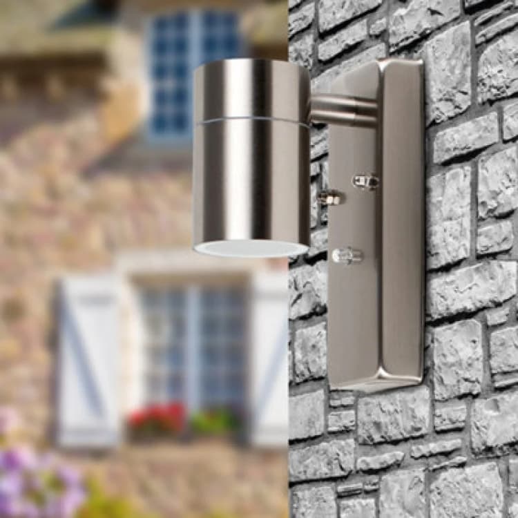 Image of ValueLights Barrow Dusk/Dawn Silver IP44 Outdoor Wall Downlight with 5w LED Bulb Silver