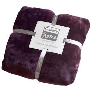 Image of Gallery Flannel Fleece 130 x 170cm Throw - Plum