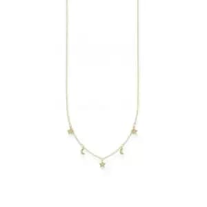 Image of Yellow Gold Zirconia Star & Moon Necklace 45cm KE2074-414-14-L45v