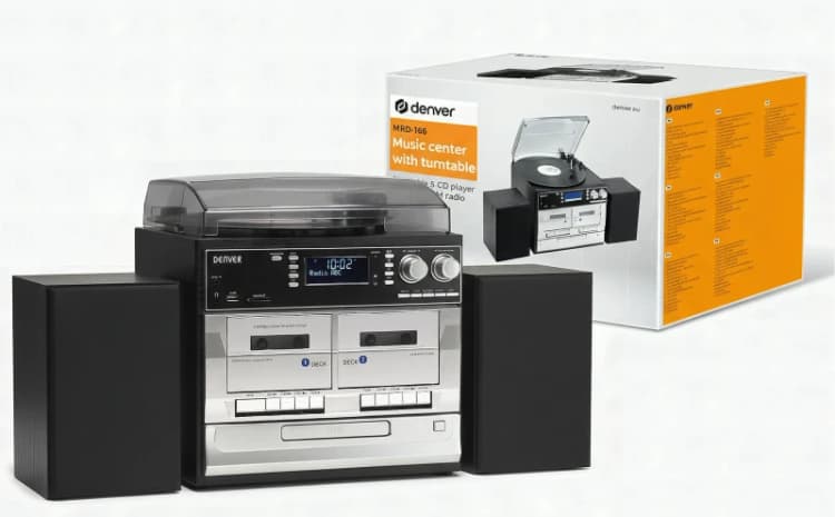 Image of Denver DAB Record Player Turntable, CD Player HiFi with USB Recording & Memory Card Reader Black unisex