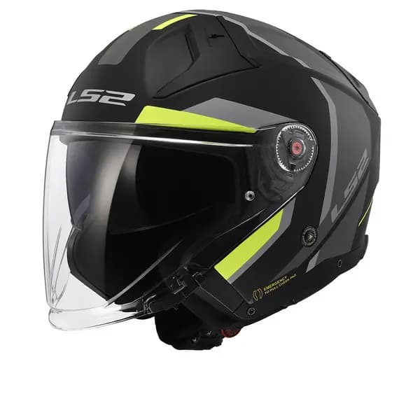 Image of LS2 OF603 Infinity II Focus Matt Black H-V Yellow Jet Helmet Size L