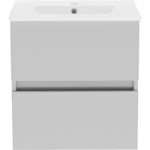 Image of Atlanta Double Drawer Wall Hung Basin Unit With Basin Pearl 500mm in Grey MFC