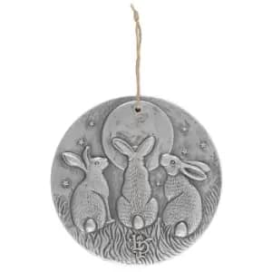 Image of Moon Shadows Silver terracotta Plaque By Lisa Parker