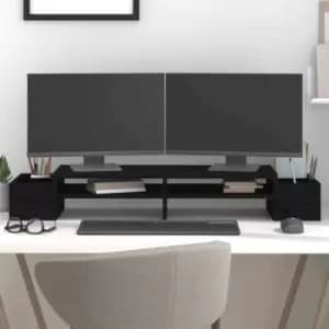Image of Vidaxl Monitor Stand Black 100X27.5X15cm Solid Wood Pine