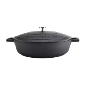 Image of Black Shallow Cast Aluminium Casserole Dish, 5L