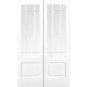 Image of Downham Internal Glazed Primed White 9 Lite Pair Doors - 1372 x 1981mm