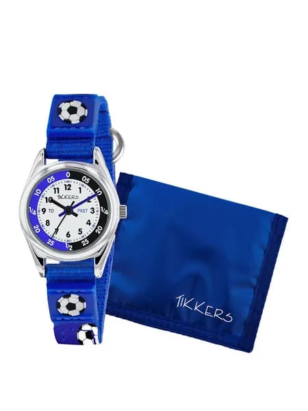 Image of Tikkers Tikkers Kids Blue Football Time Teacher Watch and Wallet Set